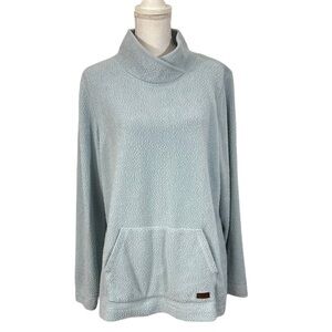 LL Bean Women’s XL Sherpa Top Pullover Cozy Cottage Pocket Light Blue